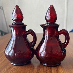 EUC Vintage Avon Ruby Red Jars (previously Strawberry Bath Foam inside) 1970s